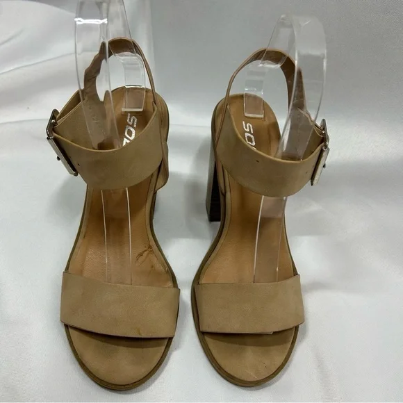 Soda | Block Heel Sandals Tan Ankle Strap Women’s Size 6 - Picture 4 of 12